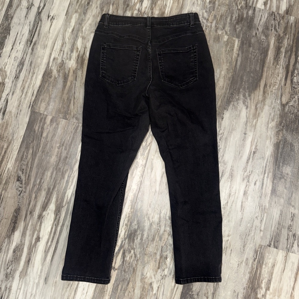 ASOS DESIGN High Waisted Straight Leg Jeans Black Denim Women's 30/32 READ - Picture 2 of 10